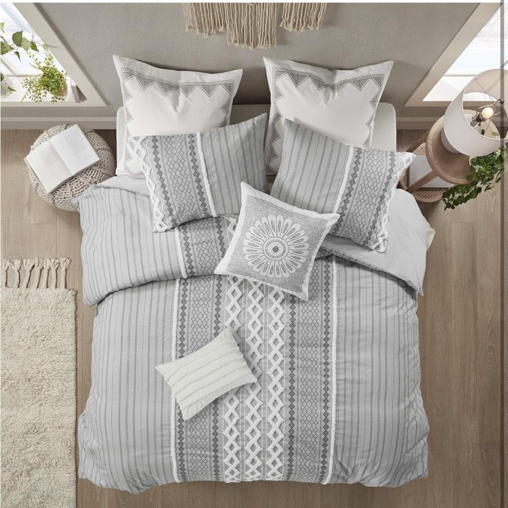 INK+IVY Imani 100% Cotton Comforter Matching‎ Shams, Full/Queen, Ivory 3 Piece